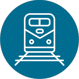 Un train sur des voies ferrées, symbolisant les nouveaux services offerts par le projet de train à grande fréquence (TGF). Illustration.